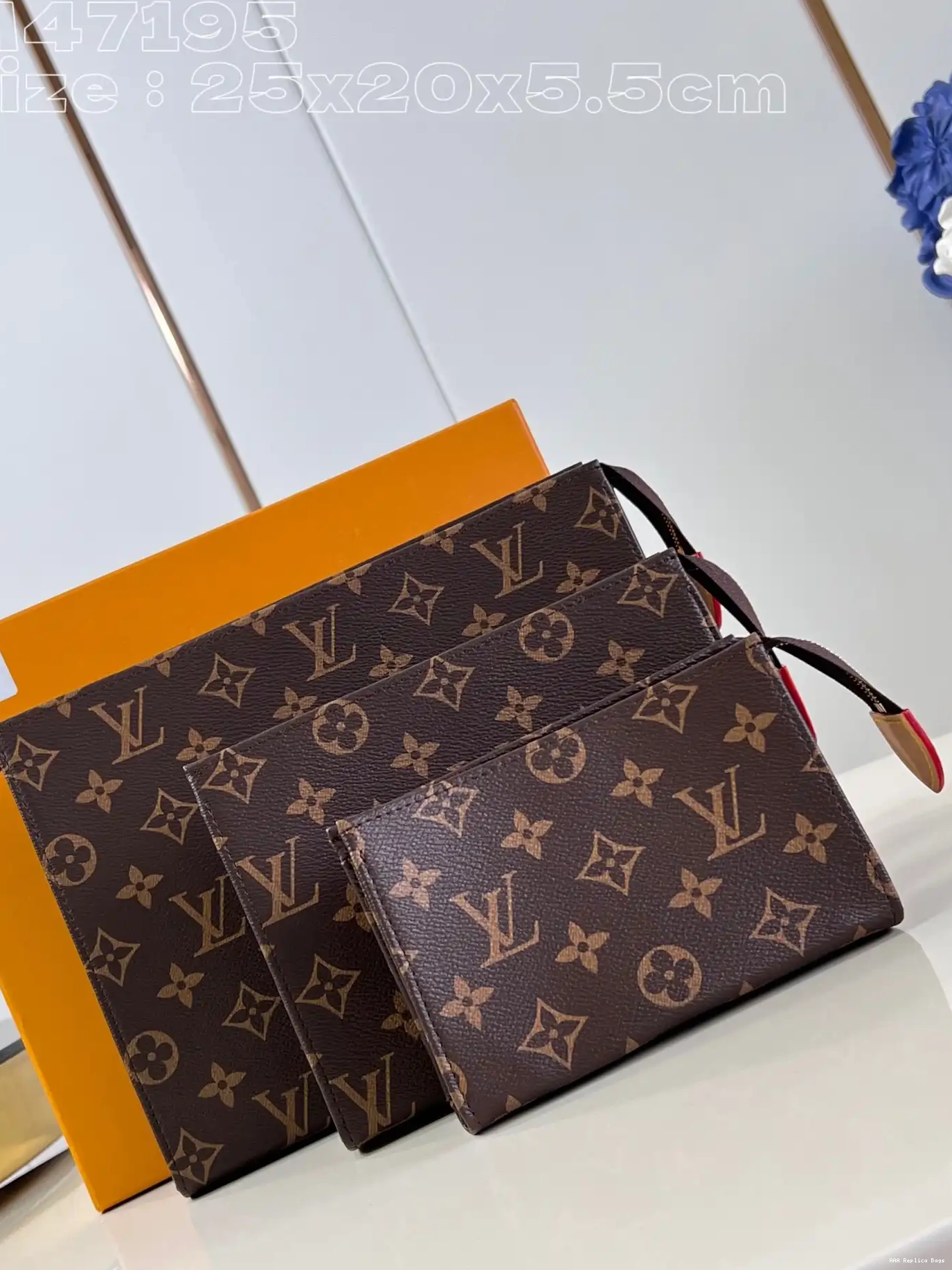 Aaa replica bags Toilet VUITTON LOUIS Trio Pouch-25*20*5.5cm 0604